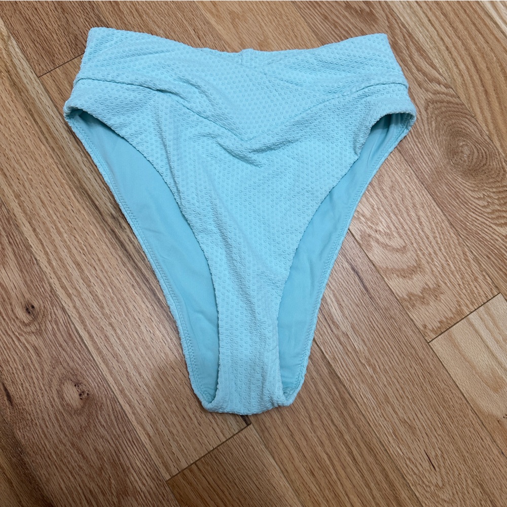 Aerie high crossover waist bikini bottoms - tidal blue - size Med